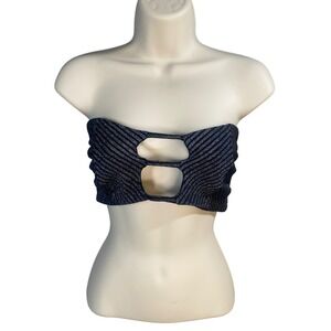JMP The Label Bandeau Bikini Top Womens Large Metallic Cutout Festival‎ Beach